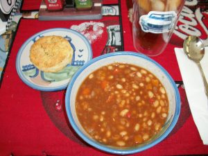 Biscuits and BBQ Beans lunch. Yum!