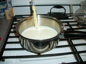 Heat gently to 120°