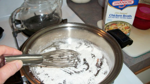 Whisk flour often to keep it from burning.